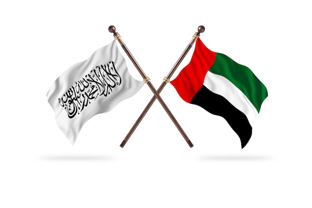 Émirat islamique d'Afghanistan contre Emirats Arabes Unis Fond de deux drapeaux