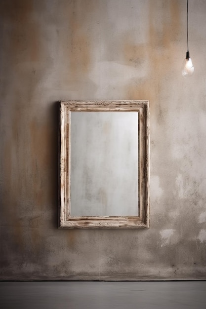 Un miroir à cadre vide accroché au mur.