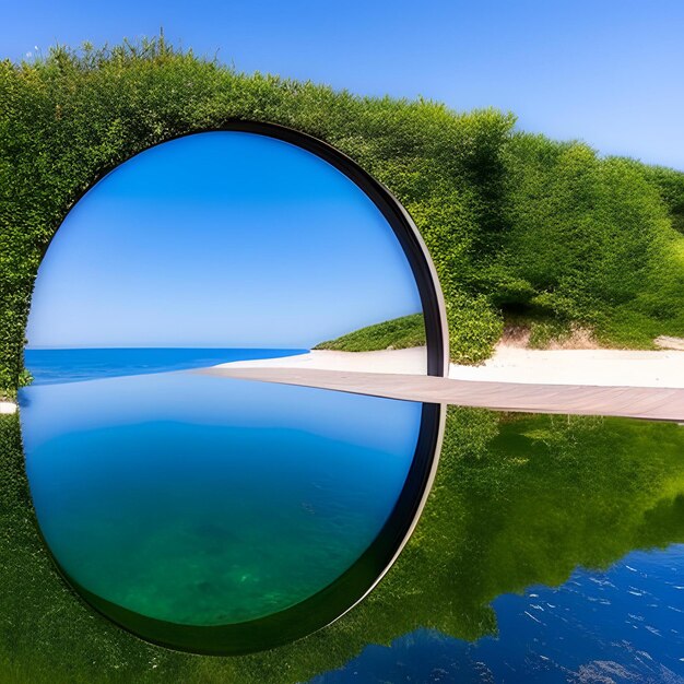 Photo un miroir dans un bassin d'eau