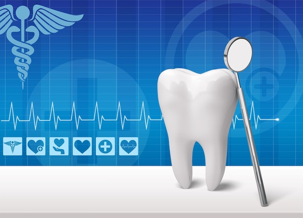 Photo miroir de dent et de dentiste