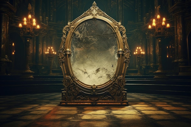 un miroir avec un dragon dessus