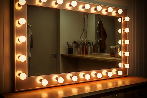 Miroir de dressing d'artiste avec ampoule AI