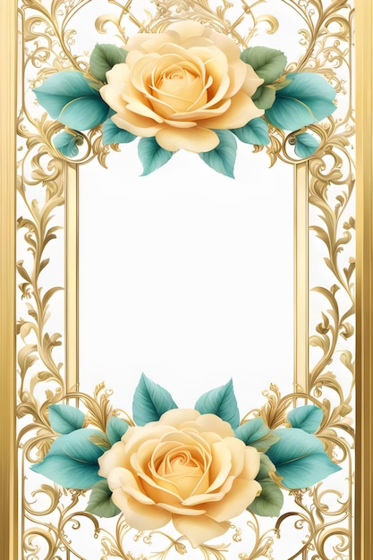 Photo un miroir encadré avec des roses dessus