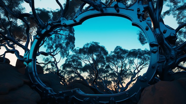 Un miroir enchanté dans une forêt