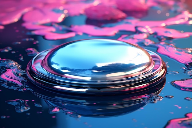 Miroir liquide métallique vibrant avec rose néon brillant