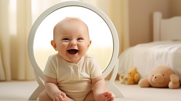 Photo miroir avec le reflet souriant de baby39