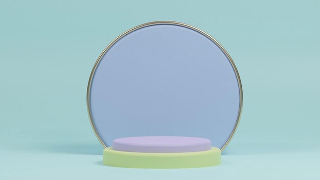 Photo un miroir rond à fond bleu clair