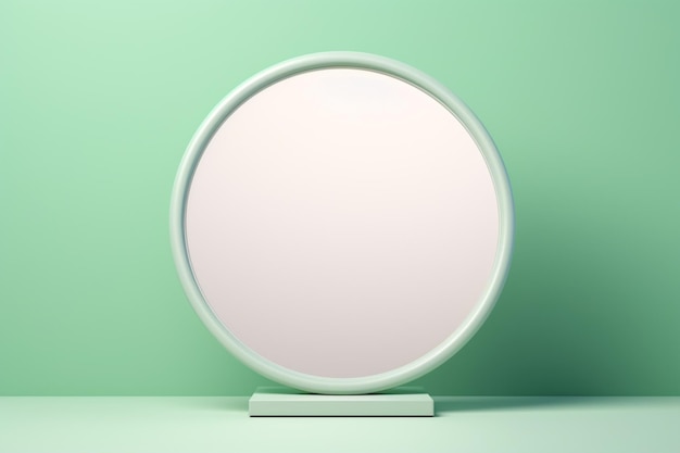 miroir rond sur fond de couleur pastel avec espace de copie