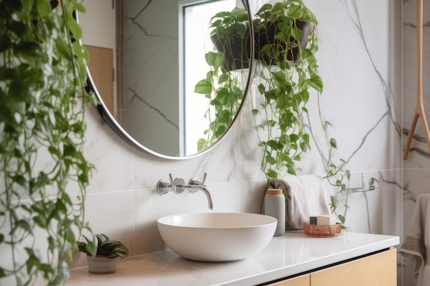 Miroir de salle de bain vert design Generate Ai