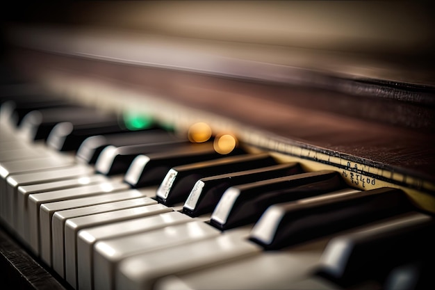 Mise au point peu profonde sur les touches du piano