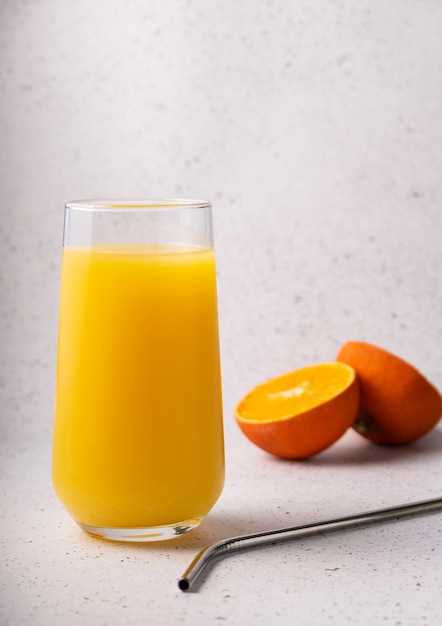 Mise au point sélective, jus d'orange frais