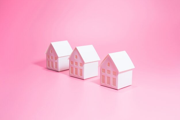 Mise au point sélective de la maison modèle sur rose