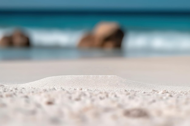 Mise au point sélective de sable blanc sur fond de belle plage