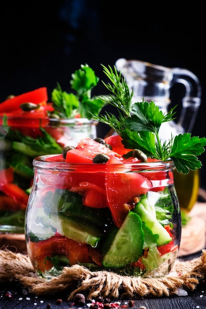 Mise au point sélective de salade végétarienne de légumes