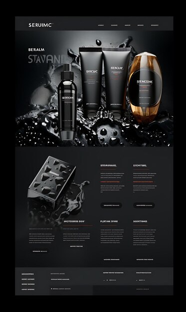 Mise en page du site Web des produits de toilettage haut de gamme pour hommes Slick Silver et Black Col Creative Figma Art