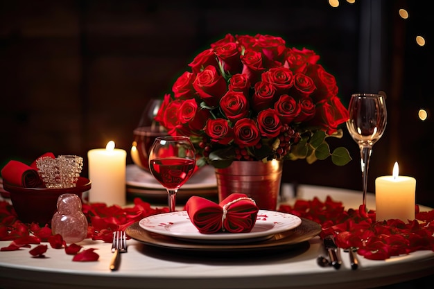 Mise en place de la table de la Saint-Valentin dans un café, invitation romantique au restaurant, passez du temps ensemble