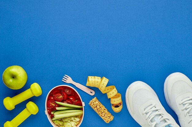 Mise à plat créative d'équipements de sport et de fitness