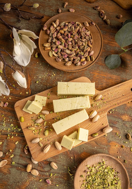 Mise à plat de fudge au chocolat blanc