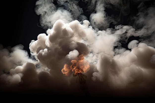 Émissions de dioxyde de carbone représentées sous la forme d'un nuage de gaz avec de la fumée s'élevant de l'incendie