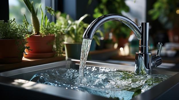 Mitigeur D'eau De Cuisine Robinet D'eau En Matériau Chromé