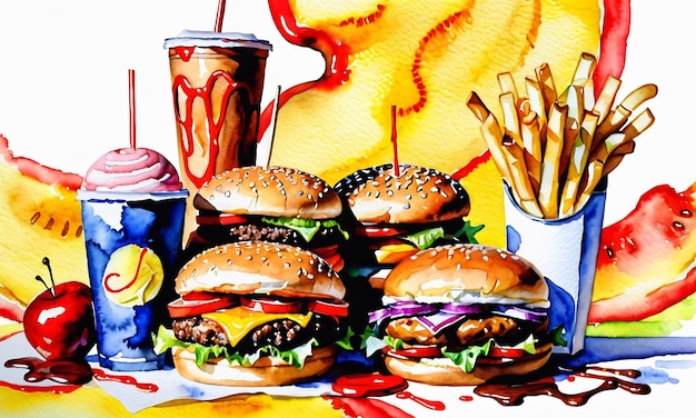 mix fast food burger arrière-plan burger grillé burger en gros plan arrière-plans abstraits