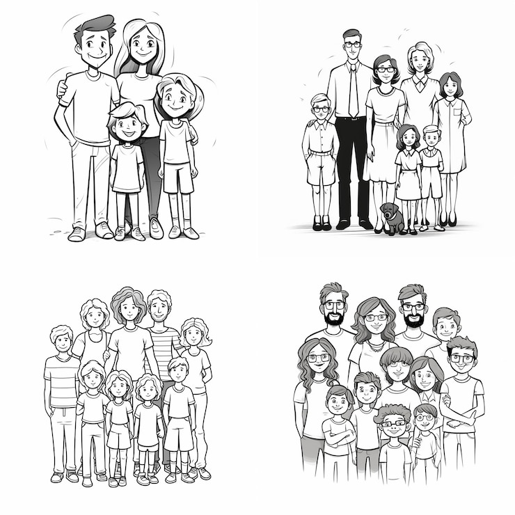 Photo mix kawaii dessiné à la main, contour, illustration, page de coloriage pour enfants