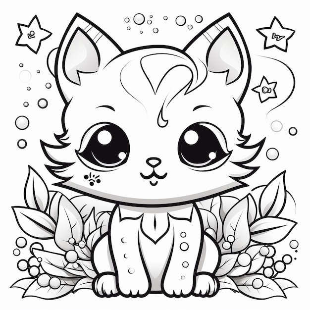 Photo mix kawaii dessiné à la main, contour, illustration, page de coloriage pour enfants