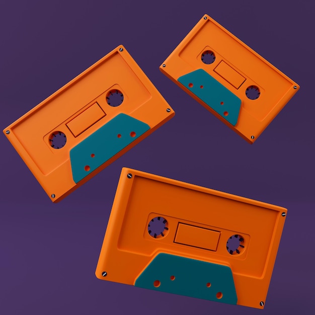 Mixtapes colorées rendu 3D illustration minimaliste design moderne objet isolé