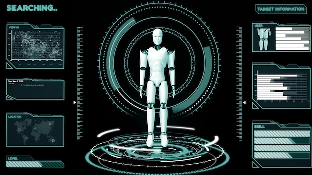 Mlp robot futuriste intelligence artificielle cgi analyse et programmation de données volumineuses