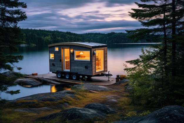 Mobile House dans les destinations de camping sens de l'aventure et de la liberté qui vient du camping dans une petite maison
