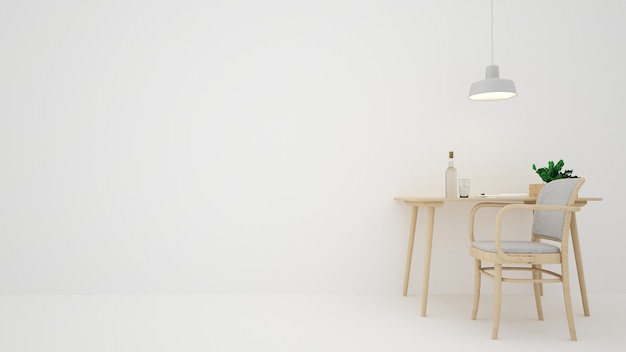 Le mobilier d&#39;intérieur fond blanc et vivant - Rendu 3D