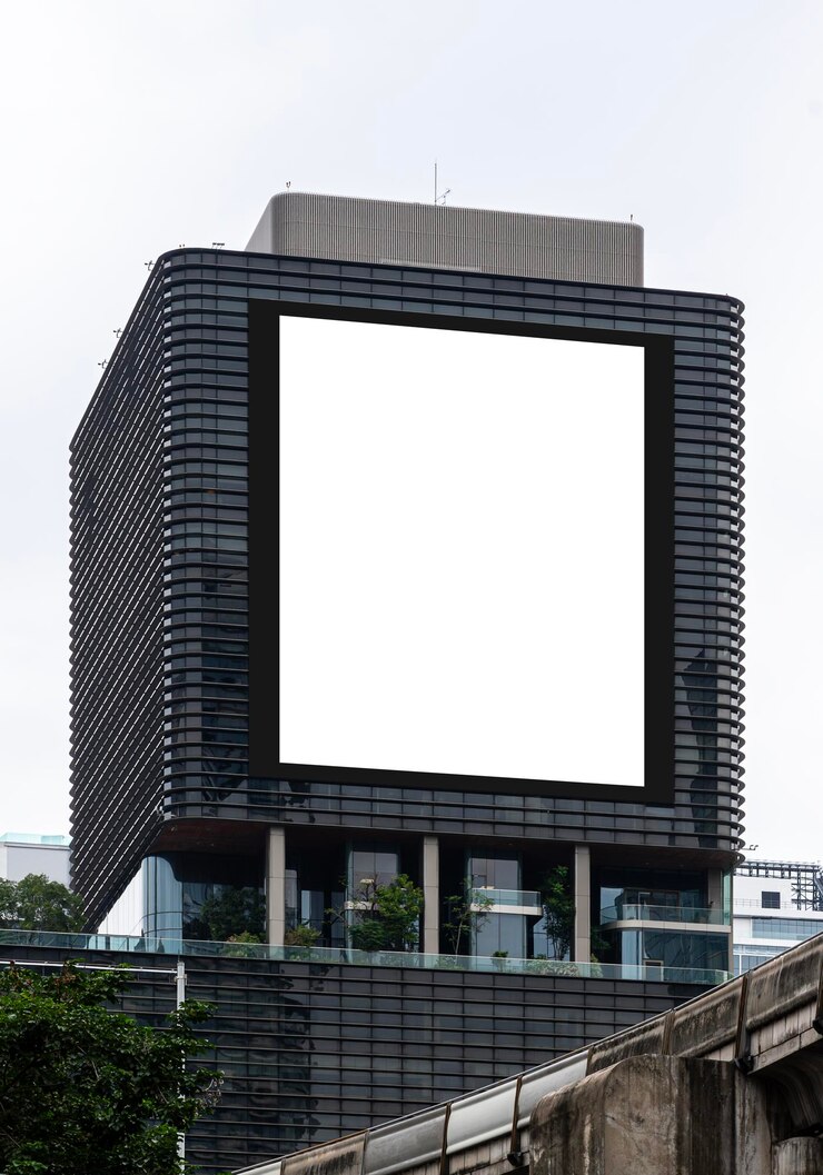 Photo mock up blanc vertical grand panneau d'affichage led sur le bâtiment de la tour clipping chemin pour la maquette