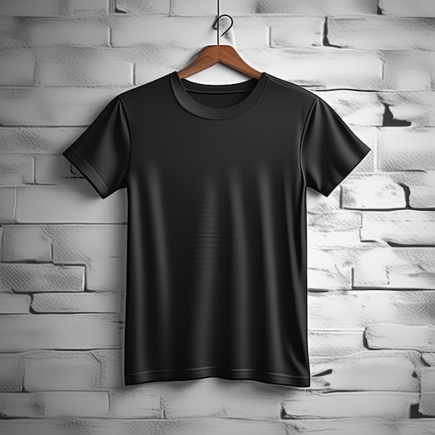 Mock-up de vêtements T-shirt noir blanc sur fond blanc