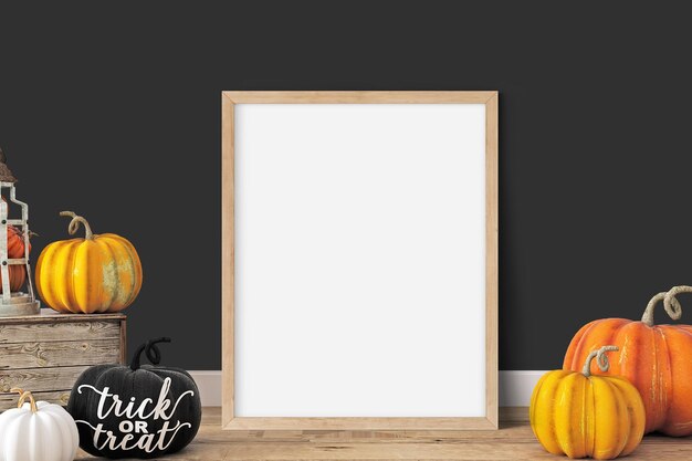 Mockup d'une affiche de décoration d'Halloween à l'intérieur