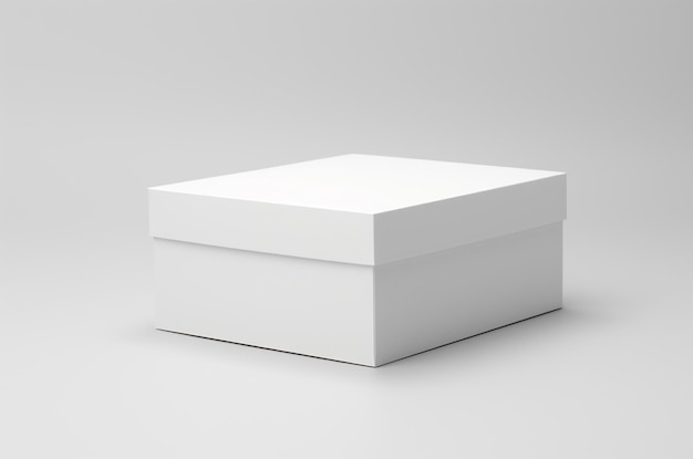 Mockup boîte blanche avec couvercle sur fond blanc IA générative