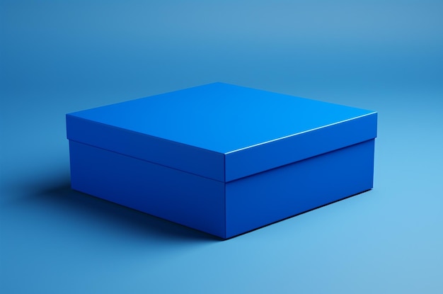 Mockup de boîte bleue rectangulaire sur un fond bleu IA générative