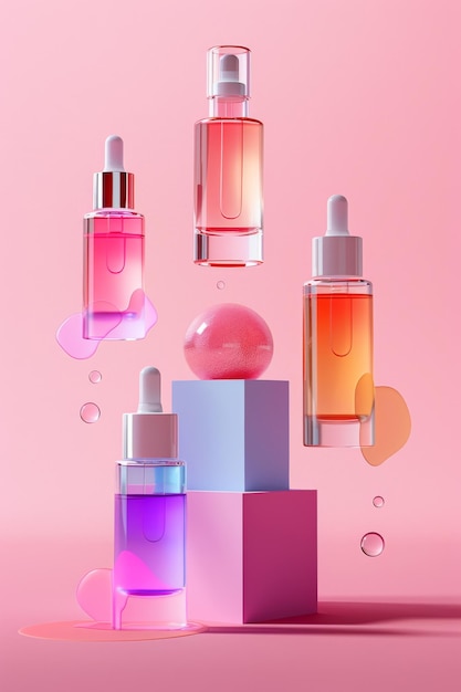 Mockup Bouteille vide de sérum pour le soin de la peau pour la publicité Concept cosmétique IA générative