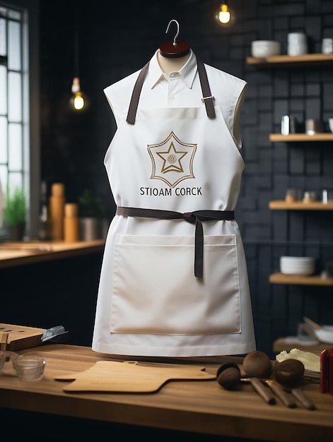 Photo mockup créatif d'un tablier de chef dans une collection d'uniformes symboli d'une école culinaire haut de gamme