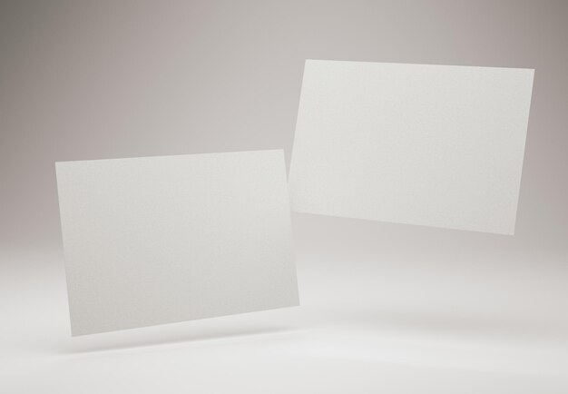 Mockup de deux cartes de visite blanches en 3D