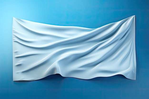 Mockup de drapeau blanc vide sur fond bleu