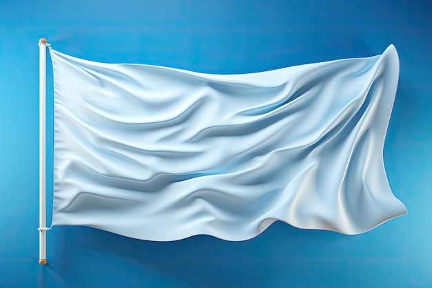 Photo mockup de drapeau blanc vide sur fond bleu