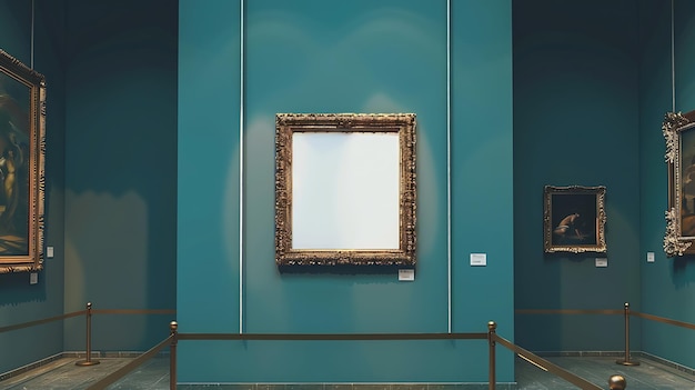 Mockup d'espace blanc vertical dans un cadre carré en bois en or classique suspendu isolé IA générative