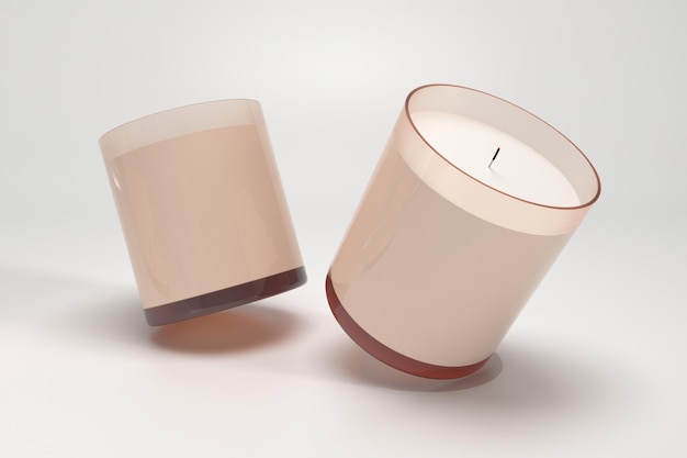 Mockup d'étiquette de bougie Grand pot de spa Vicks bougies rendues en 3D
