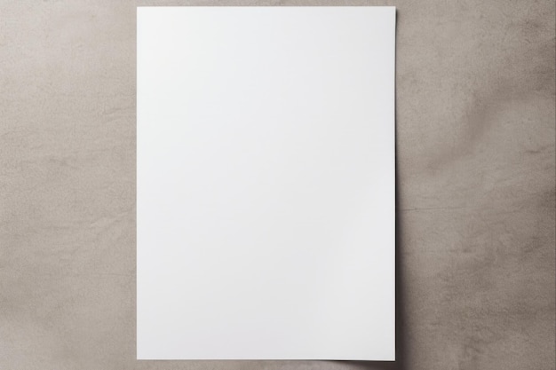 Mockup de feuille de papier blanc verticale propre pour la conception de documents d'affaires ou d'invitations avec espace de copie
