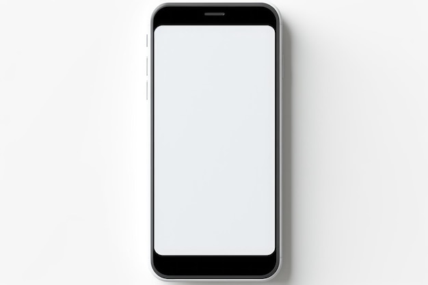 Mockup isolé de téléphone portable avec écran blanc isolé sur fond blanc IA générative