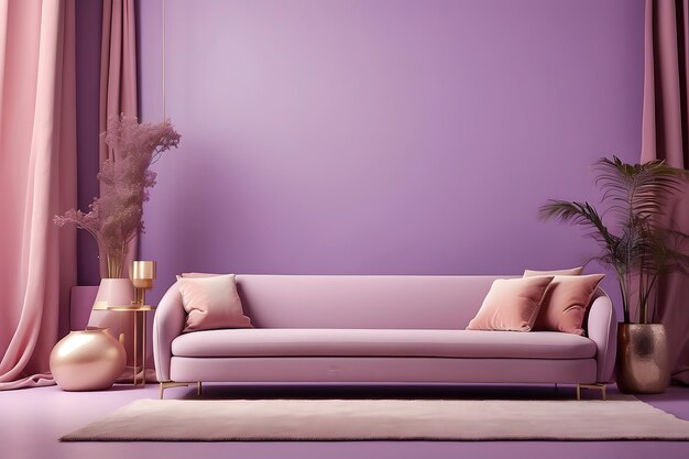 Mockup Élevez votre présentation avec un mur violet pastel avec des éléments raffinés