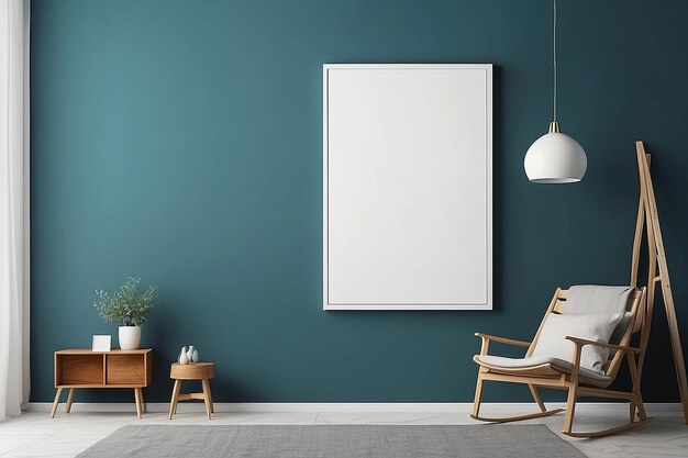 Photo mockup de mur de couleur inversée avec une toile blanche blanche pour placer votre conception