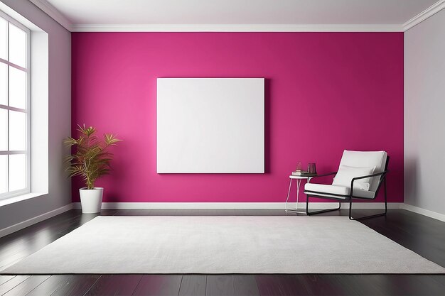 Photo mockup de mur de couleur inversée avec une toile blanche blanche pour placer votre conception