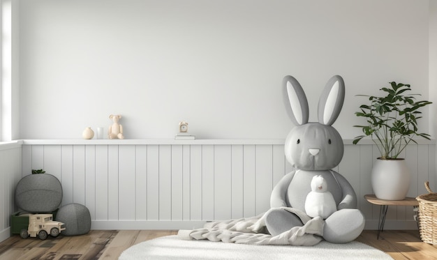 Mockup de mur dans la chambre des enfants sur fond de mur blanc chambre des enfants de style scandinave