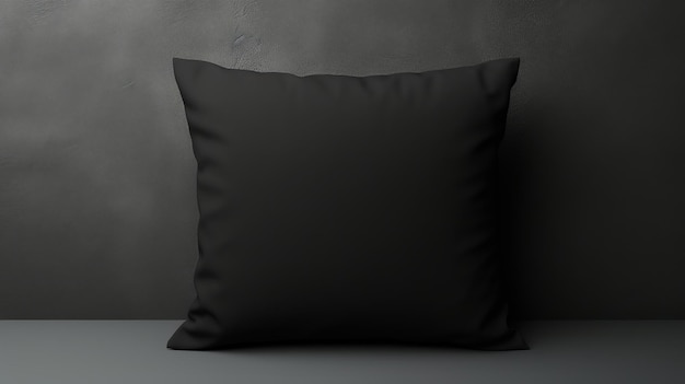 Mockup d'un oreiller noir sur un fond gris